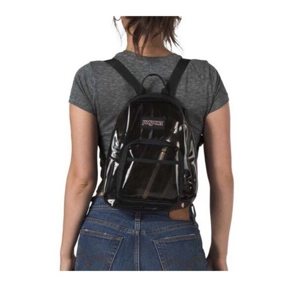 Vintage Jansport Half Pint Mini Corduroy Backpack Classic Translucent Black main image 12